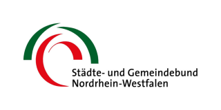 Logo des Städte- und Gemeindebundes NRW. Links das Logo in grün und rot, rechts der Schriftzug.